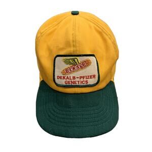Vintage Dekalb Pfizer Genetics Patch Ear Flap Fitted Hat Cap Size L LARGE